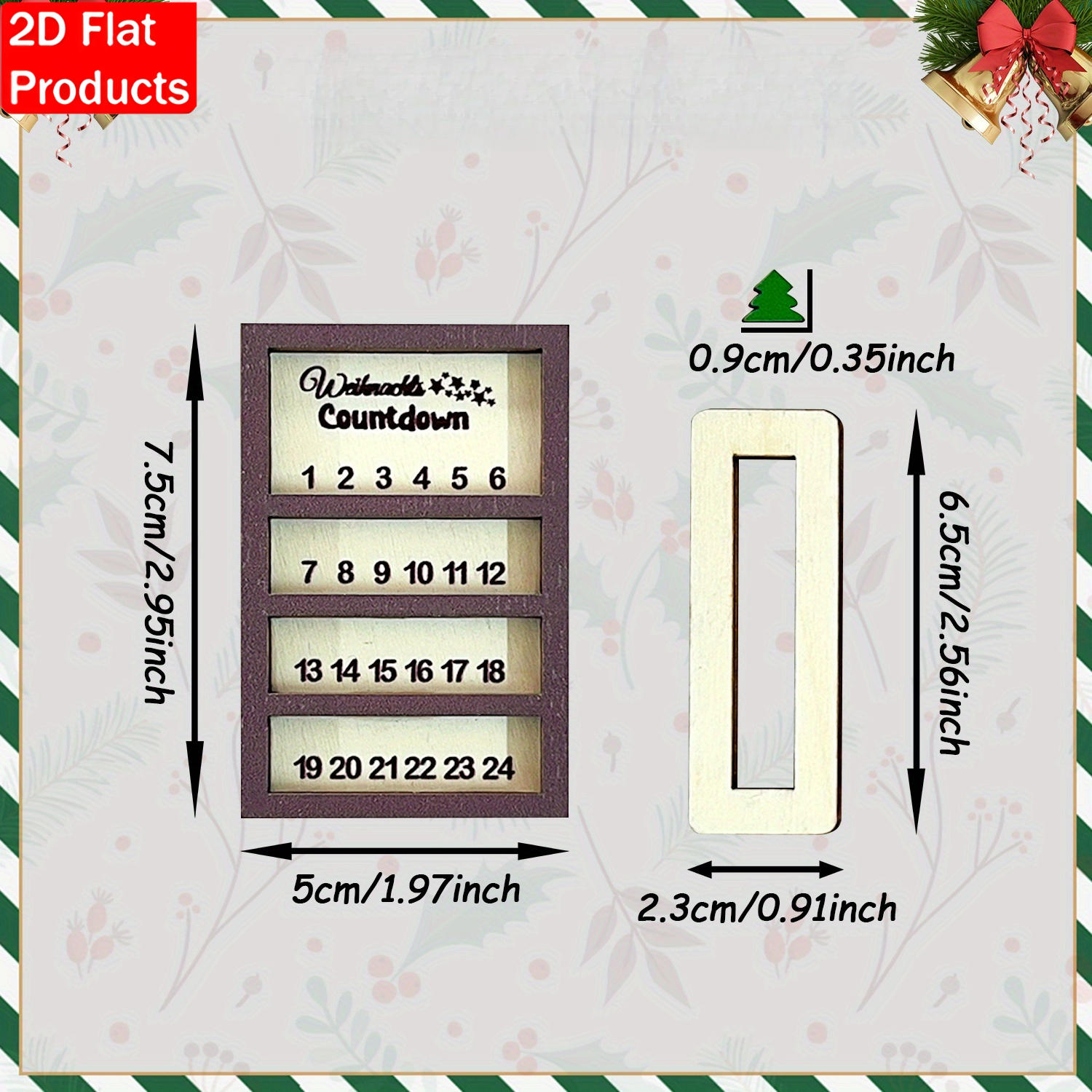 TEMU 2d Flat, 2d Flat 1pc Reusable Mini Advent Calendar For The 24 Days Before Christmas, Wooden Christmas Ornament, Suitable For Indoor/outdoor Use,