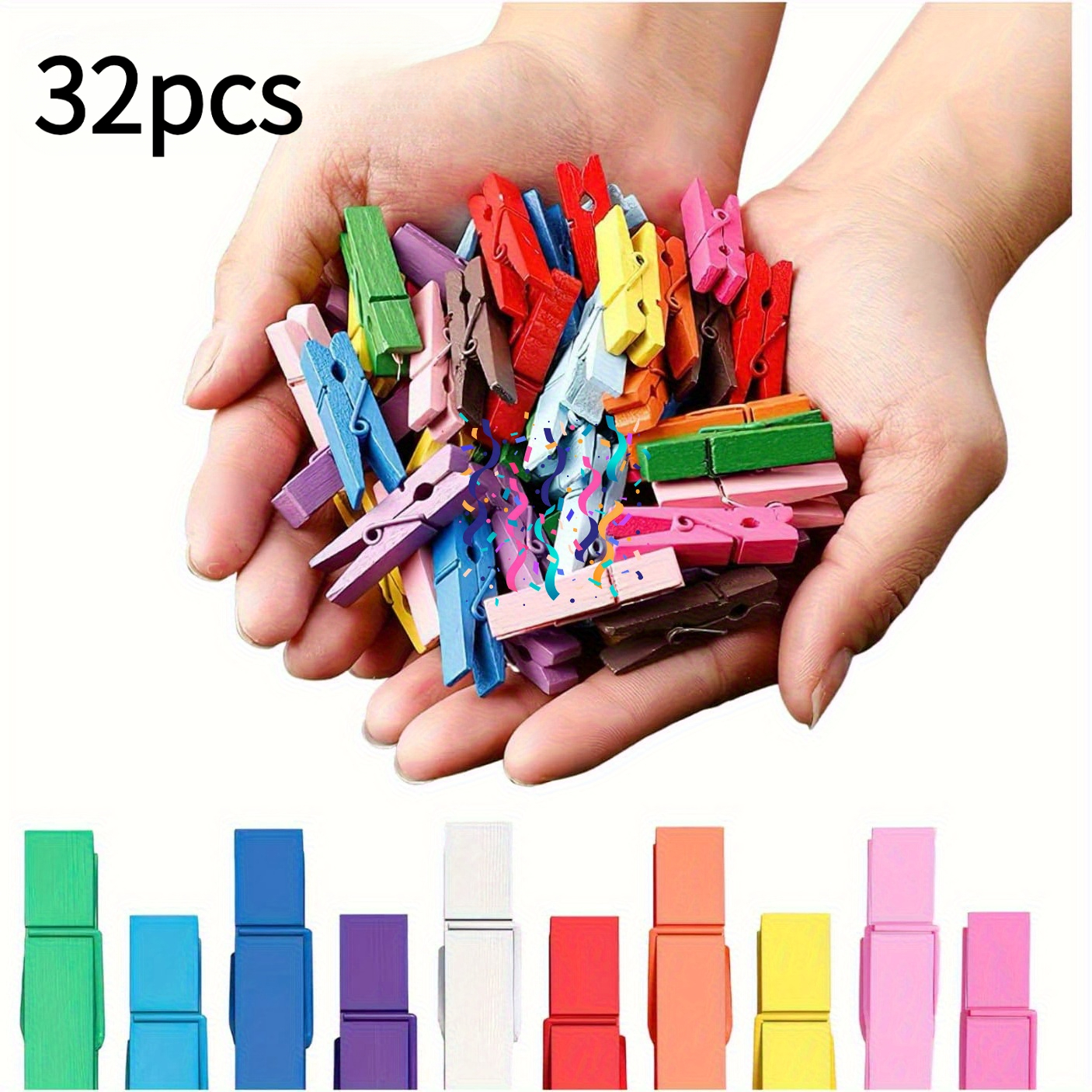 TEMU 32 Mini Clips, Colorful Spring Clips, Suitable For Photo Displays, Crafts, And Art , Colors Are Random