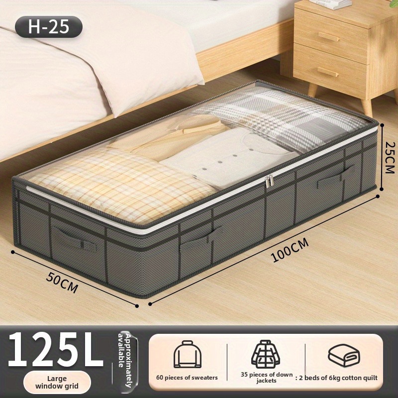 2-pack Extra Large Under Bed Storage Boxes With Clear Window, Dust Proof Fabric Organizers For Bedding Blankets & Winter Clothes, Space Design, Under-bed Storage