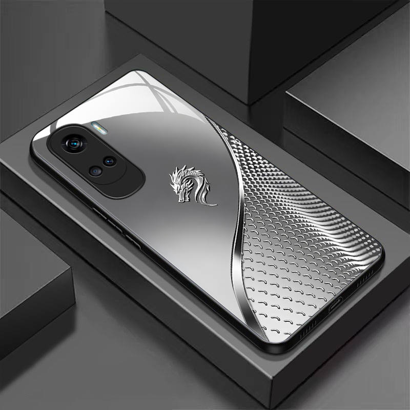 TEMU Tempered Glass Phone Case Suitable 90 Lite X50i Ultra-thin Hard Cover With High - End Luxurious Business - Style Patterns Bla092