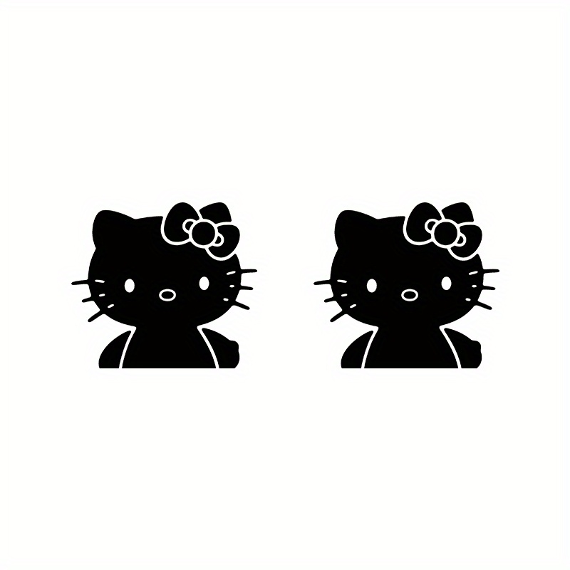 Authorized Cute Cartoon Car - A Pair Of Black Hello Car Decals - Interesting High-quality Durable Weatherproof Stickers For Cars, Motorcycles, Electric Vehicles, Laptops, And More