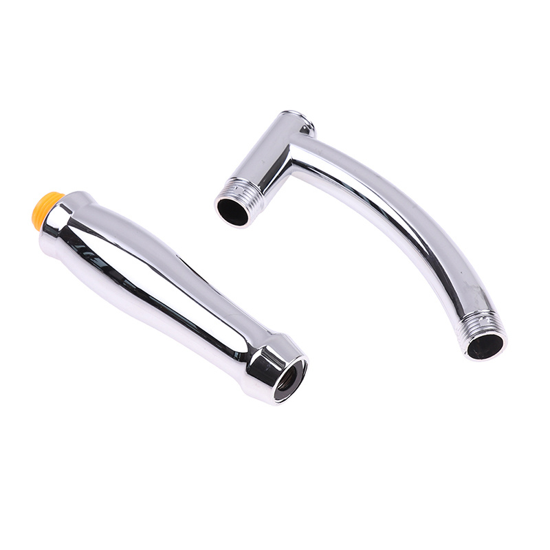 Image of Shower Head Extension Arm Hand Hold Adjustable Extender Angled Shower Arm Kit Chrome Sprinkle Parts For Bathroom