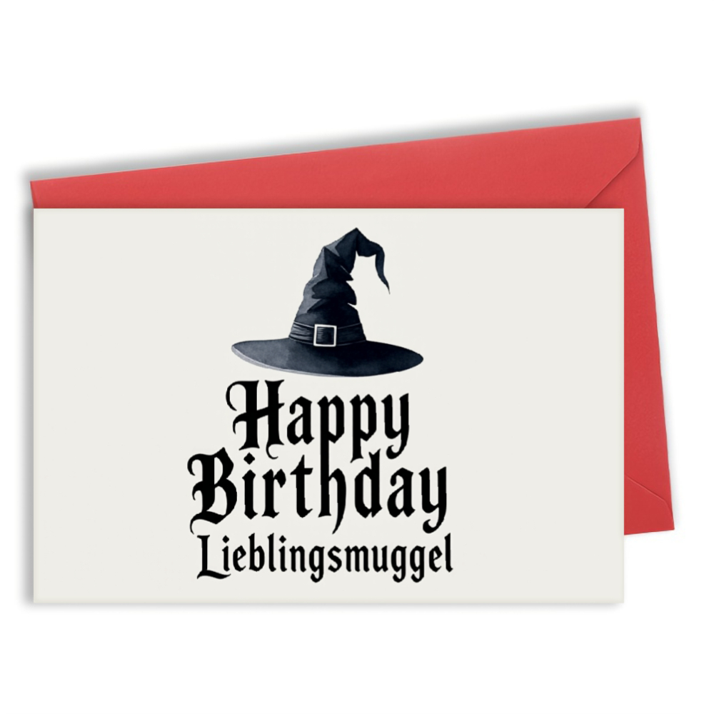 1pc Birthday Card And Envelope Set Witch Hat Happy Birthday Lieblingsmuggel Print For Halloween Party Celebration