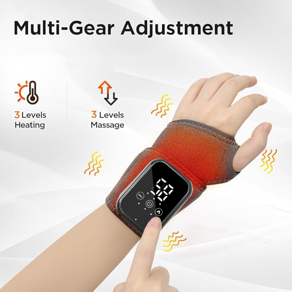 Cordless Wrist Heating Pad Wrap, Heated Wrist Massager for Men Women Rechargeable Wrist Warmers with 3 Heating Levels and 3 Vibration Mode - Image 3