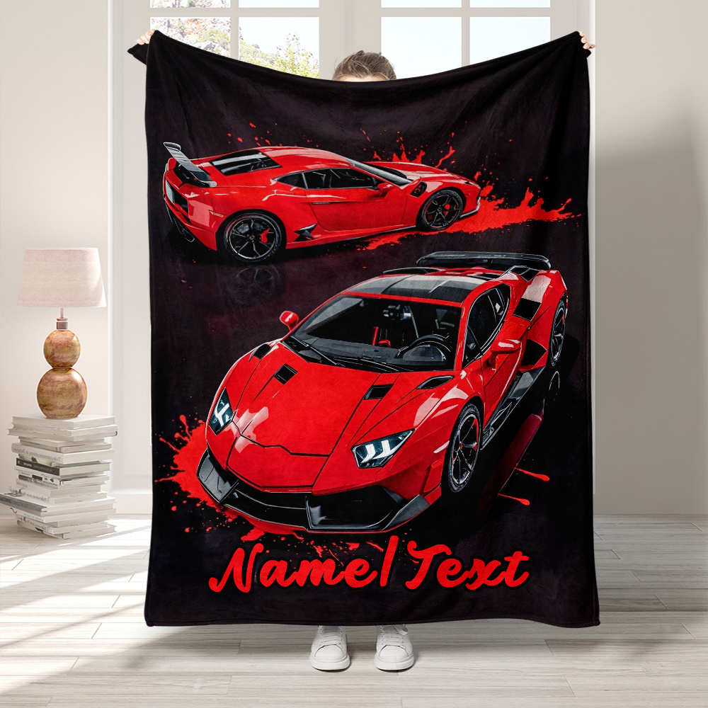 customizable   car print flannel throw blanket soft warm lightweight for couch travel camping personalized name option     use portable office chair bed details 0