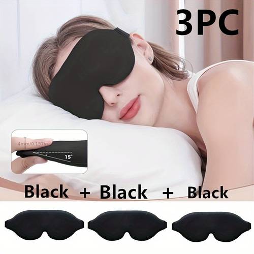 3er-Set 3D-geformte Schlafmaske, Augenabdeckung ohne Augendruck mit verstellbarem Riemen für Tiefschlaf, Reisen, Nickerchen, Yoga-