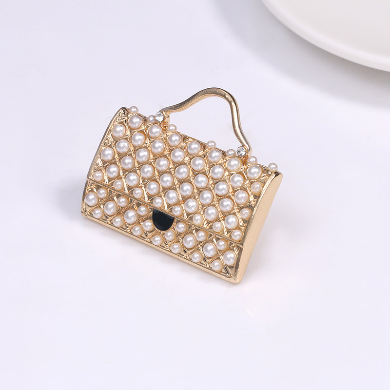 elegant enamel bag shaped brooch pin unique korean fashion accessory for womens suits dresses   details 3