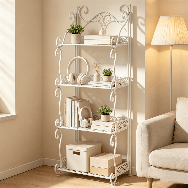 TEMU Metal Shelving Unit, 4-tier Bathroom Storage, White | Bathroom Table Stand For Small Space, Freestanding Bathroom Shelves, Display Units,