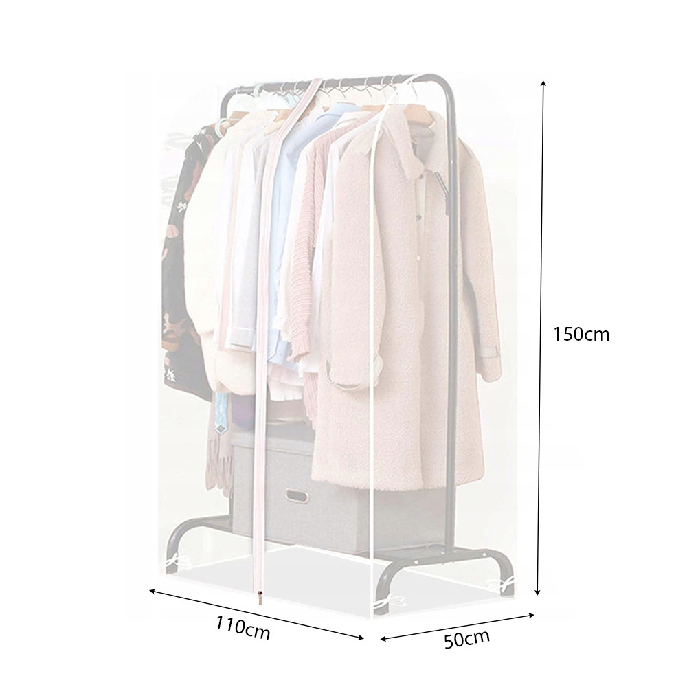 110x50x150cm Large Garment Cover, Semi-transparent Clothes Protector For Coats And Suits - Multi-door For Standing Rack