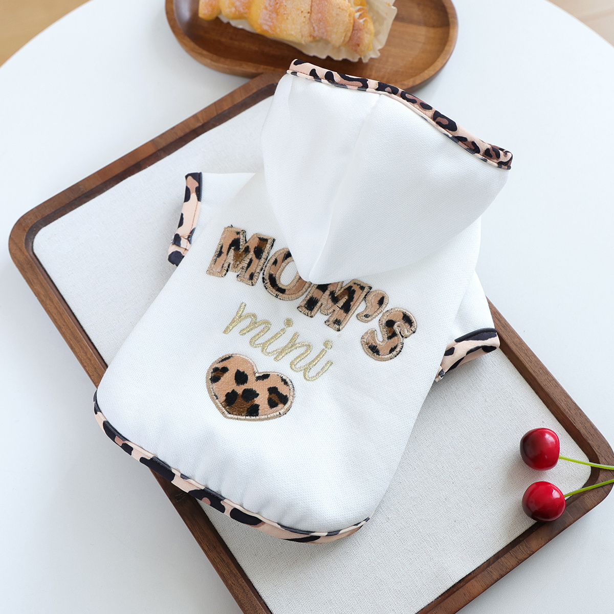 TEMU Cute Cats And Dogs Spring And Autumn Clothes, Embroidered Cute Leopard Print Heart Cartoon Pattern Sweatshirt, Baby Warm Hooded Sweater