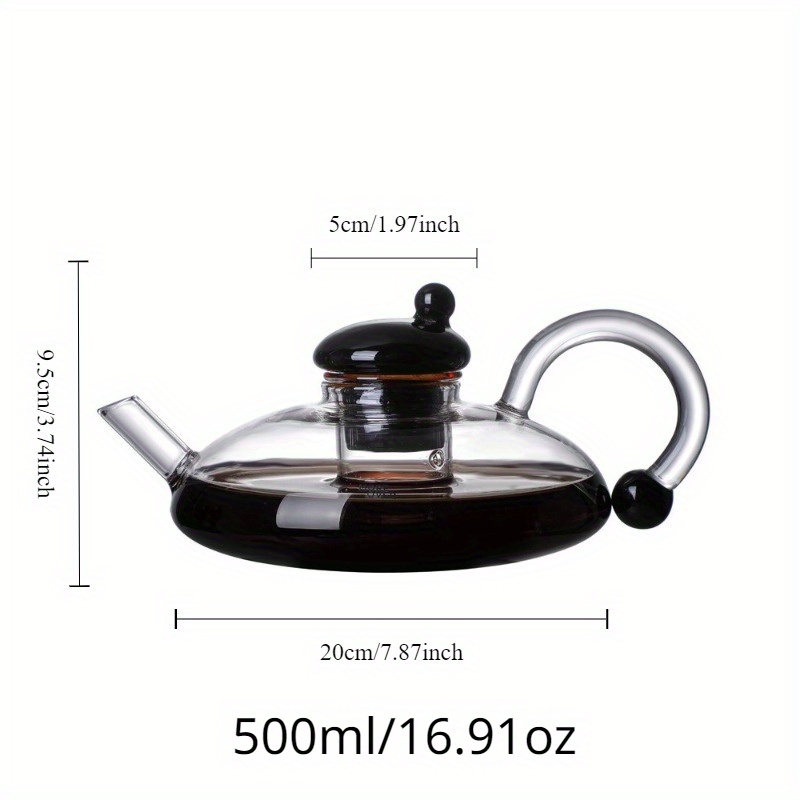 おテム elegant borosilicate glass teapot high heat resistant black