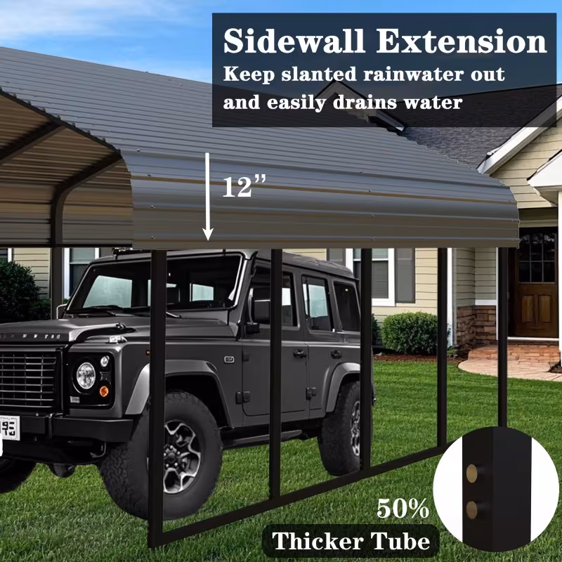 heavy duty carport 20 x 20 10x15 shelter for vehicles boats and equipment durable all weather quick assembly secure reinforced gray white Product details 2