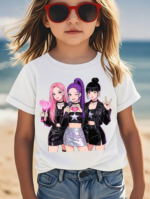 summer kpop style short sleeve t shirts for girls in multiple colors like red white and purple a for young girls featuring fashionable anime loose and breathable for