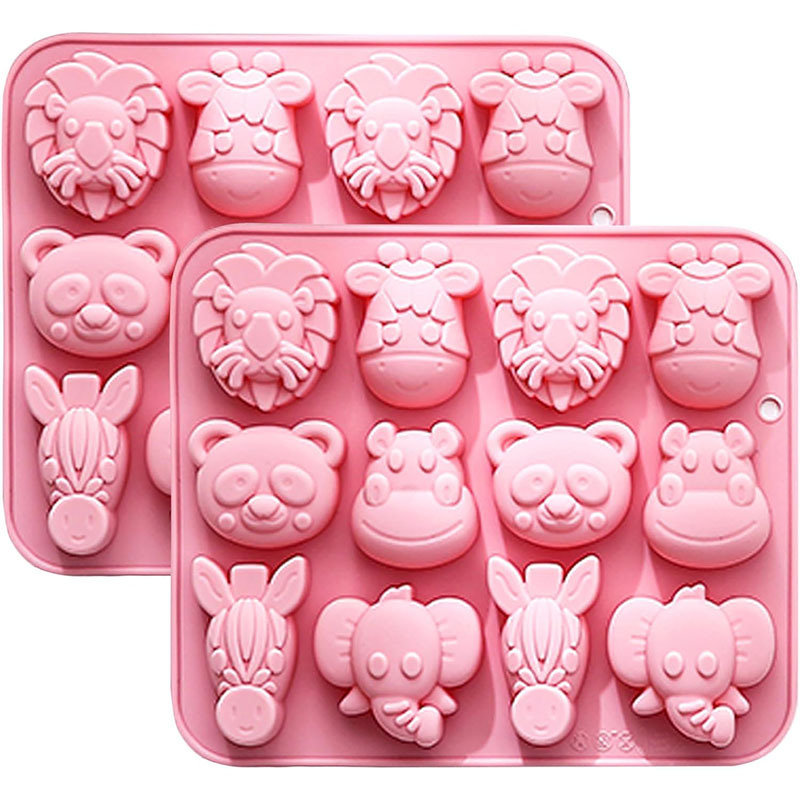 TEMU 2pcs Animal Silicone Mold Set, Zoo Shapes, 12-cavity Design