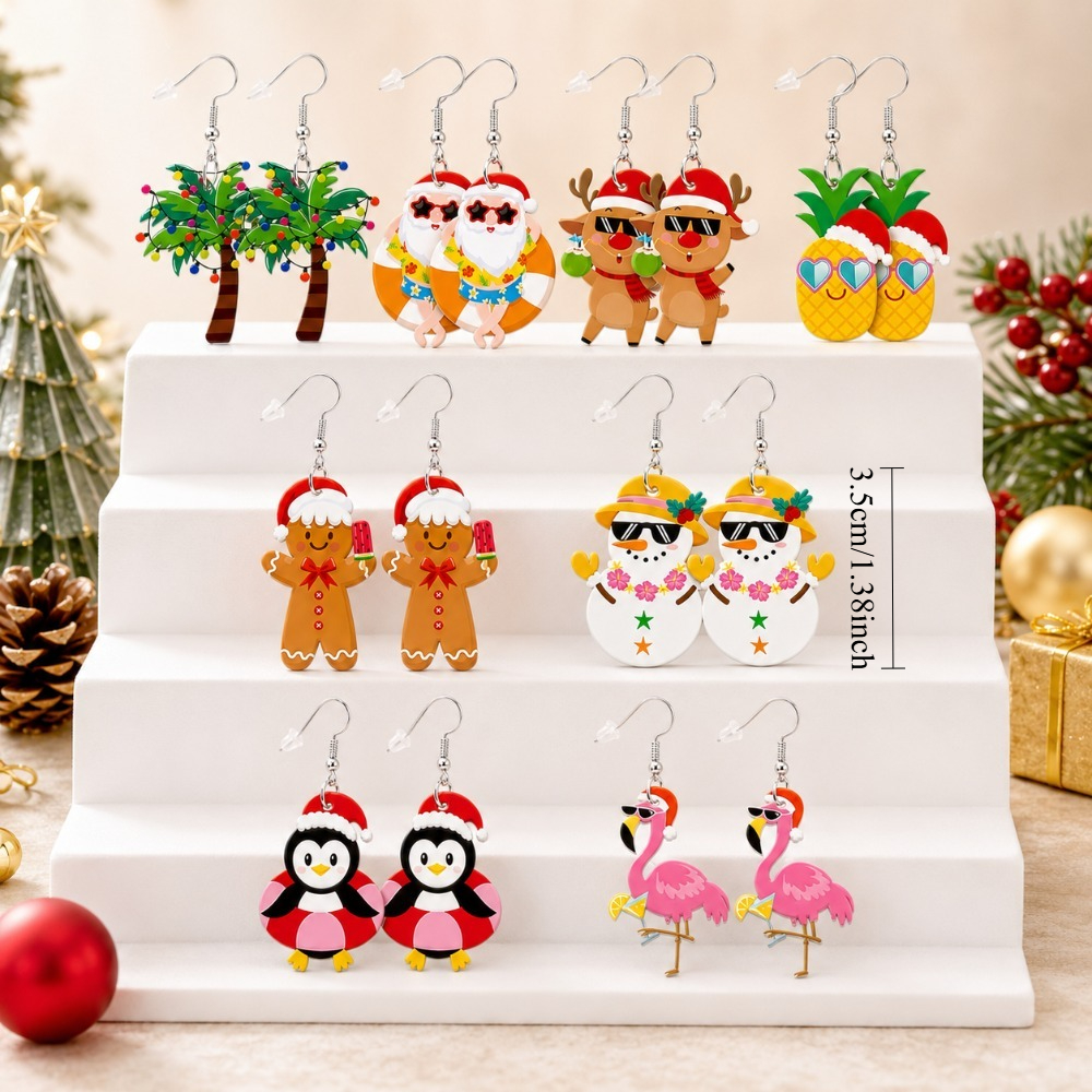 8 Pairs Christmas Acrylic Earrings Set for Women
