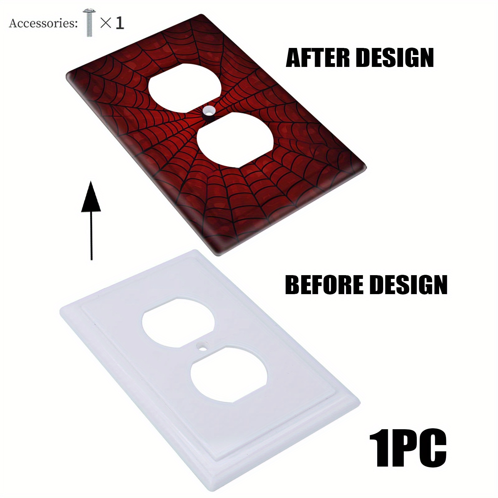 TEMU 1pc Art Deco Spider Switch Cover, Reusable Pc Wall Plate, No Electricity Or Battery Needed, For Bedroom & Kitchen Decor, Spider Decor