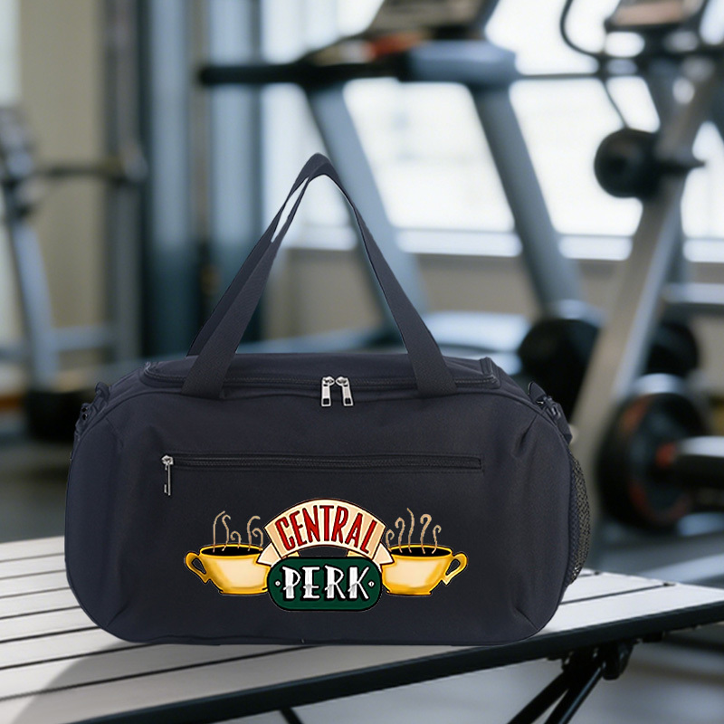 TEMU 1pc - Print Gym Bags, Stylish Sports Bags, Portable Travel Bags, Large-capacity Tote Bags, Luggage Bags, Casual Yoga Bags, Adjustable Shoulder