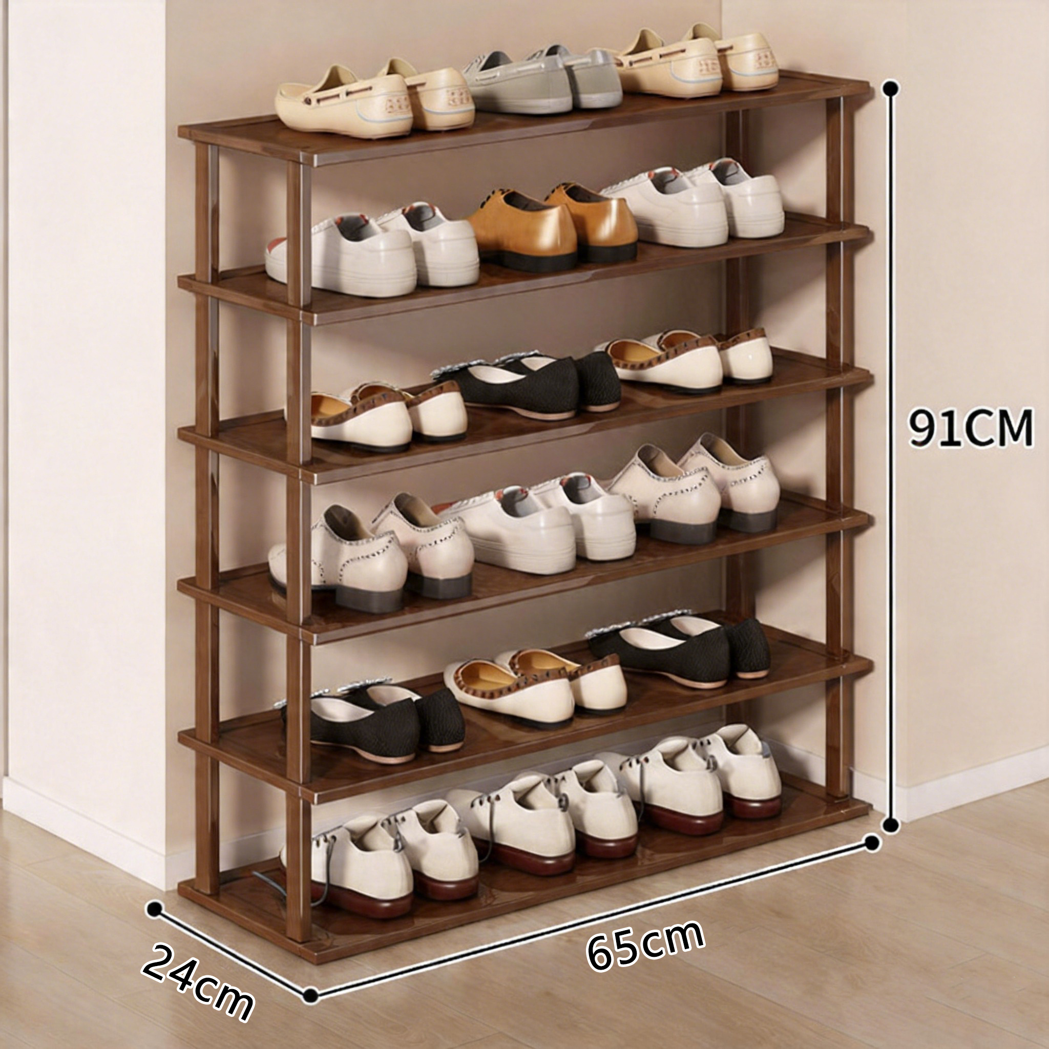 Space- Vertical Bamboo Shoe Rack, Shoe Rack, Detachable And Adjustable Shelves, -bearing And Stable Structure, Installation, Entryway Shoe Storage Suitable For Living Room Balcony