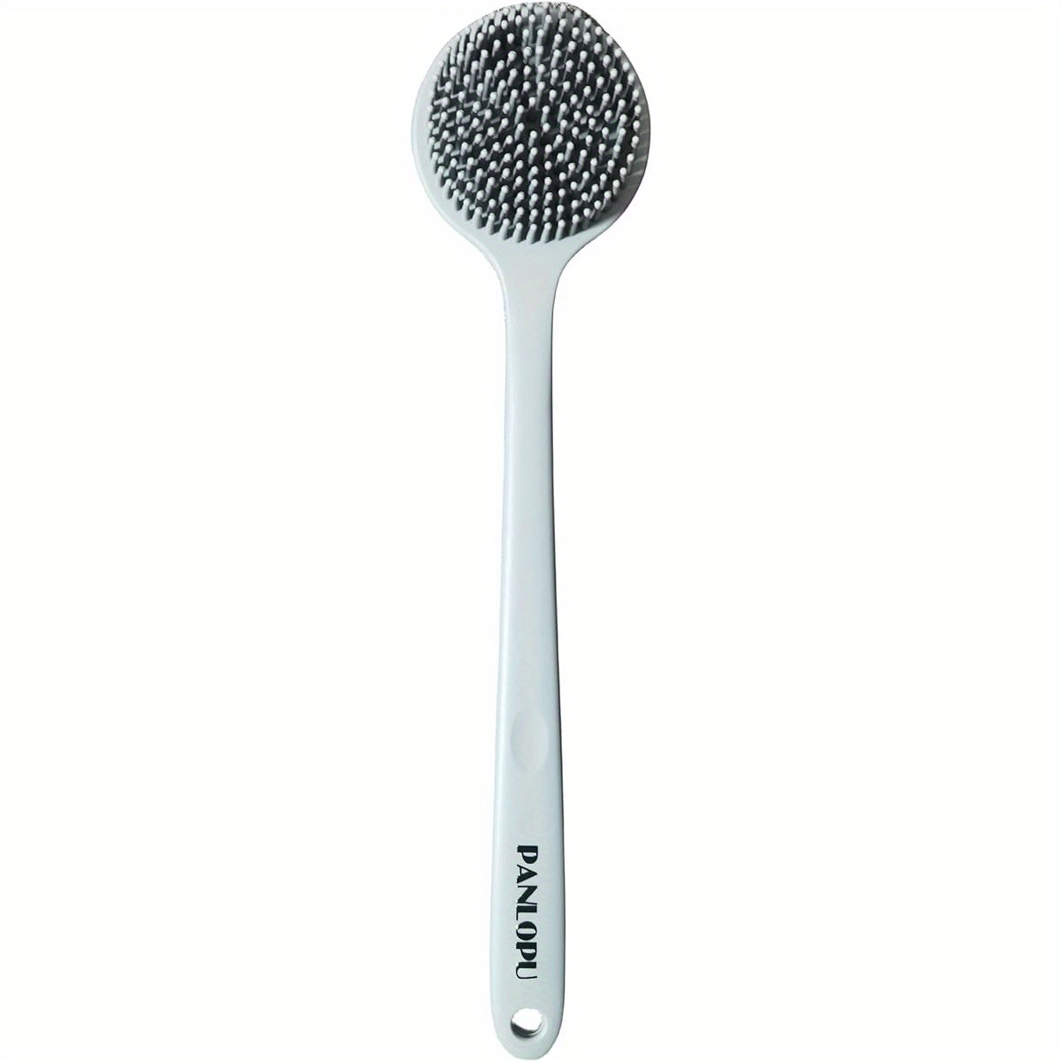 extra long bath brush with double sided massage head heavy duty silicone body scrubber non   handle for back feet legs   bathroom shower brush with free hook ideal for   or travel grey back scrubber   durable construction   routine   sturdy construction personal hygiene Product details 4