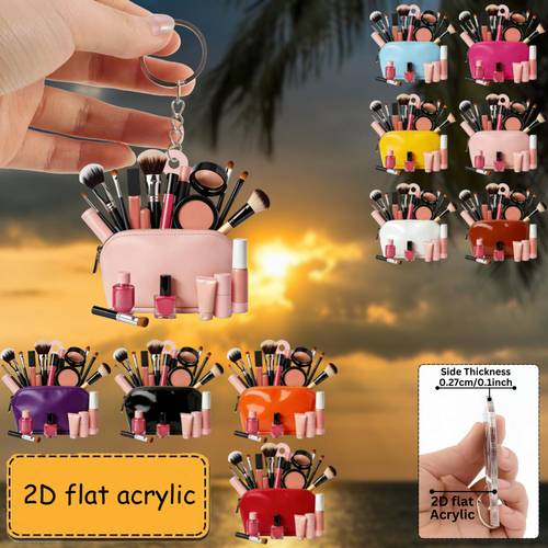 2d flat cosmetic bag themed acrylic keychain suitable for backpack and car key decoration decoration perfect gift for creative keychain enthusiasts back to school gifts christmas gifts 2d flat