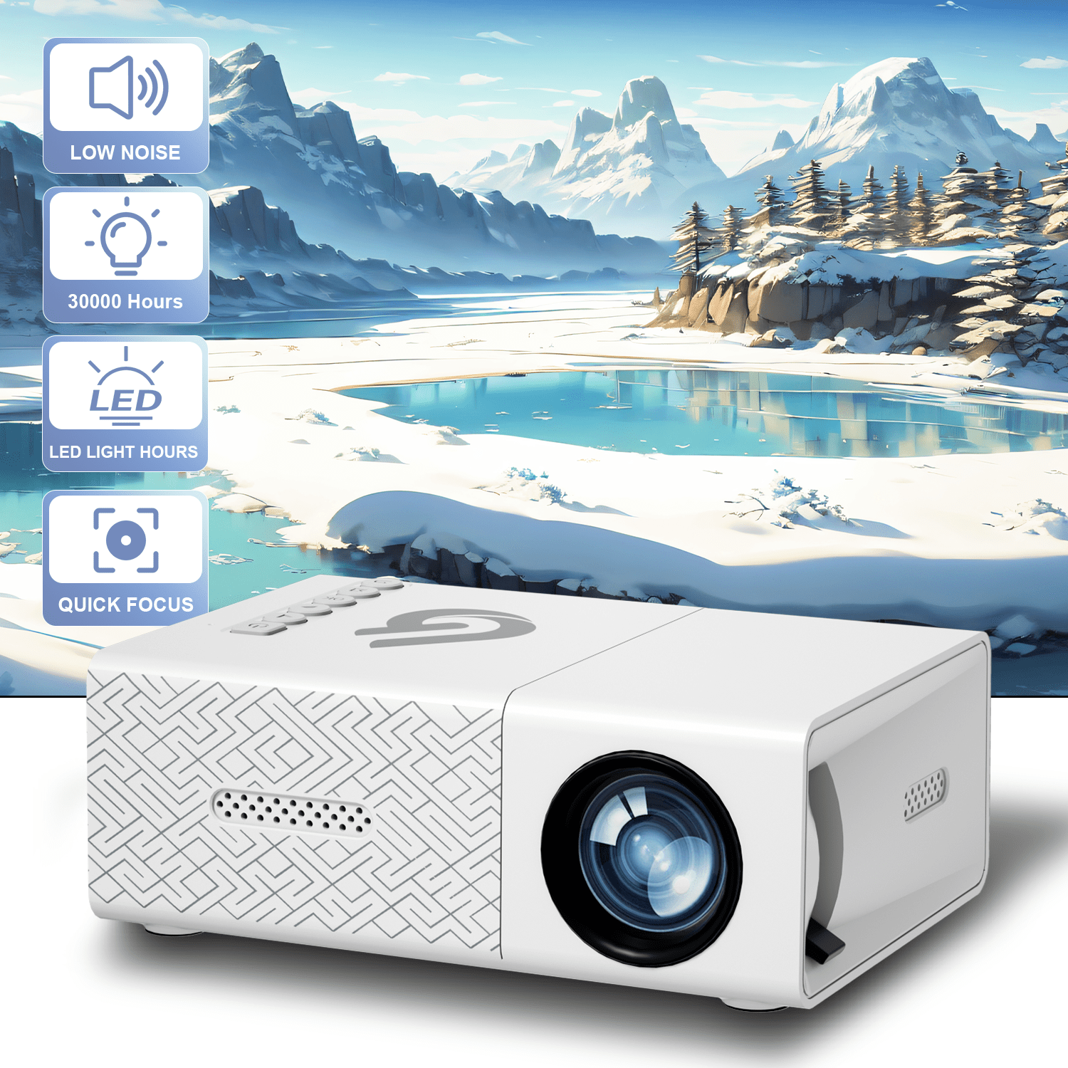 Ultra HD kinematografski projektor z izvornim ločljivostjo 1080P: Podpira ločljivost 4K Ultra HD in 170ANSI lumnov za gledanje. Ta kompakten,