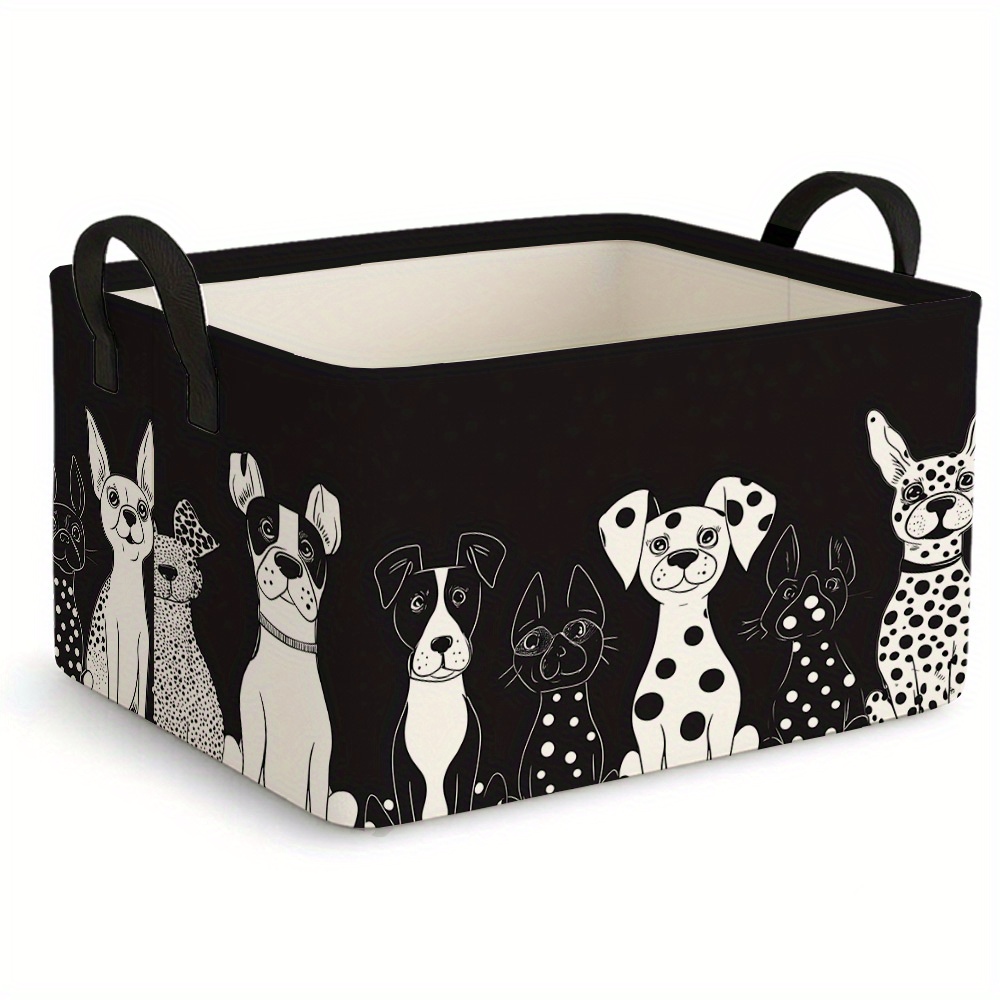 TEMU 1 Extra Large Foldable Storage Basket With Cute Dog , Oversized Foldable Storage Basket, Open Storage Bin, Rectangular Fabric Storage Box With