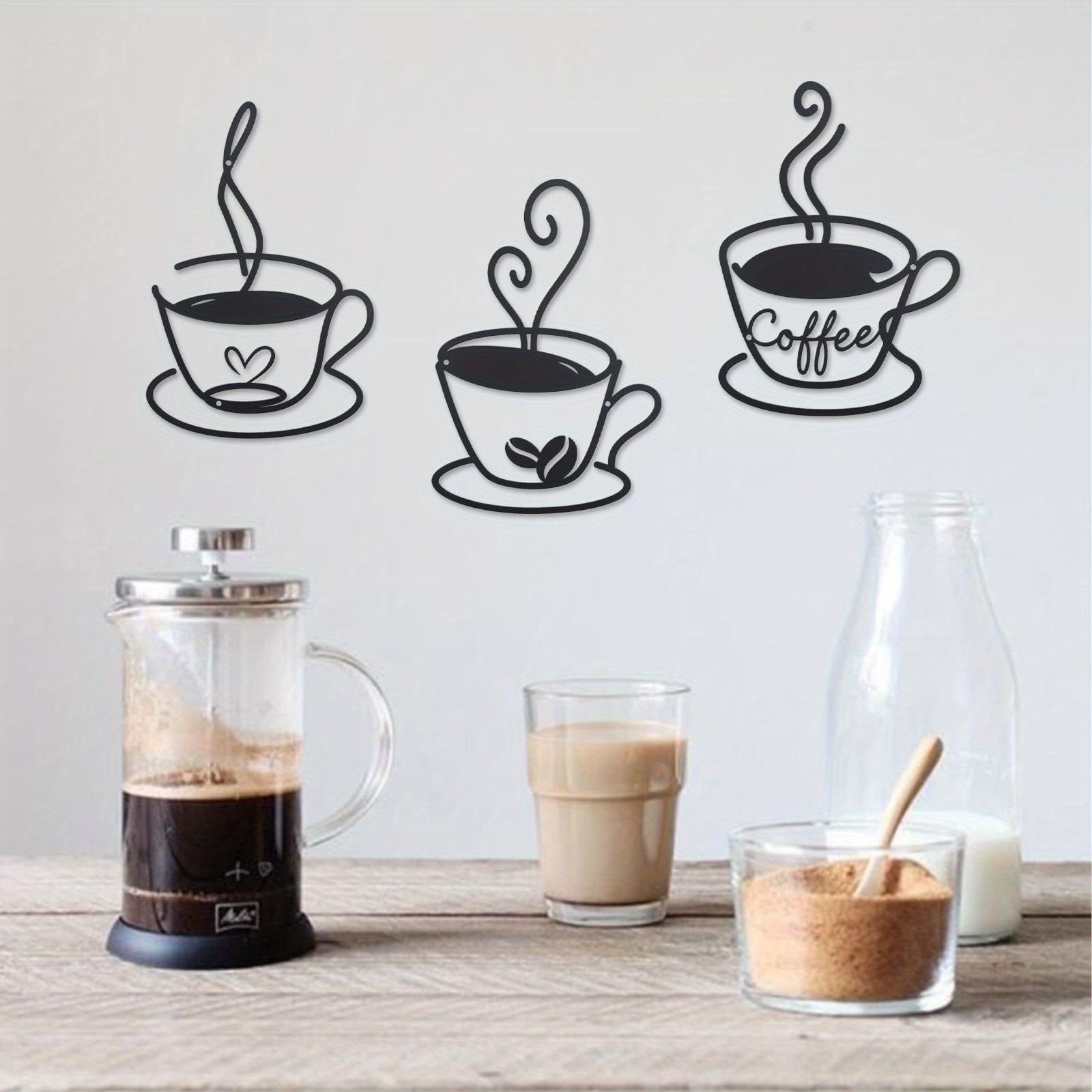 2d flat 3pcs vintage coffee cup acrylic wall art set - Temu Mauritius