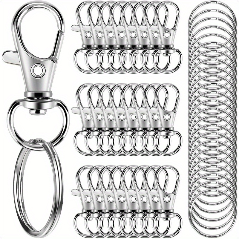 

50pcs Metal Clasp With Key Rings 25pcs Keychains Clips Hooks And 25pcs Key Chain Rings Keychain Accessories Keychain Rings Making Kit For Crafts