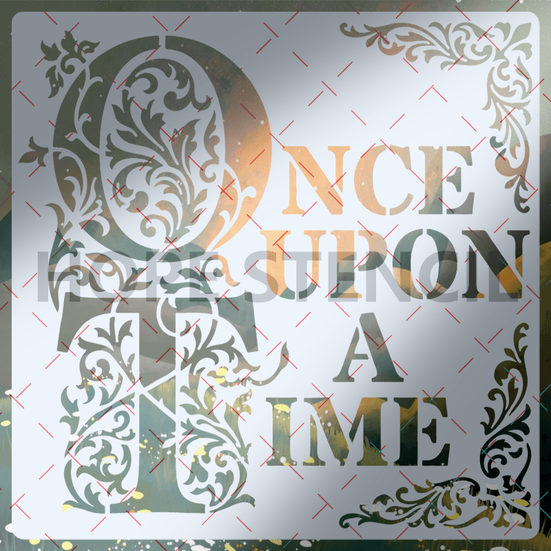 TEMU 1pc Large Reusable Stencil Template Suitable For Painting - A Time Quote & Vintage Floral Scroll Border With Baroque Letter O/a/////// For Wall