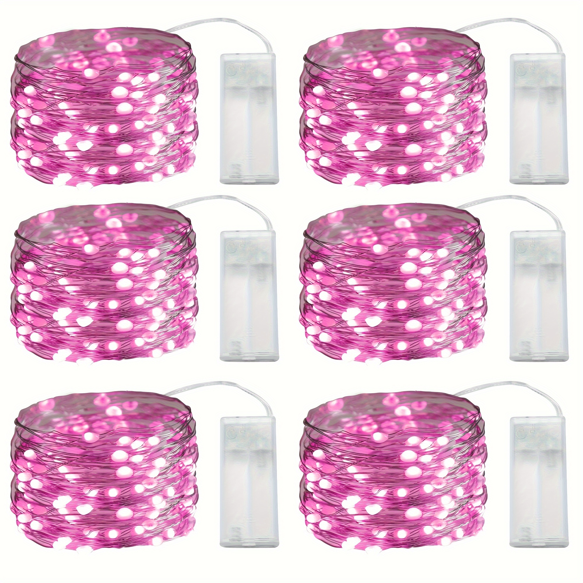 TEMU 4pcs/6pcs/set 1m 10led Pink Led Fairy Lights String Lights - Battery-powered Mini Twinkle Lights With For Mother's Day Gift, Weddings, Birthday