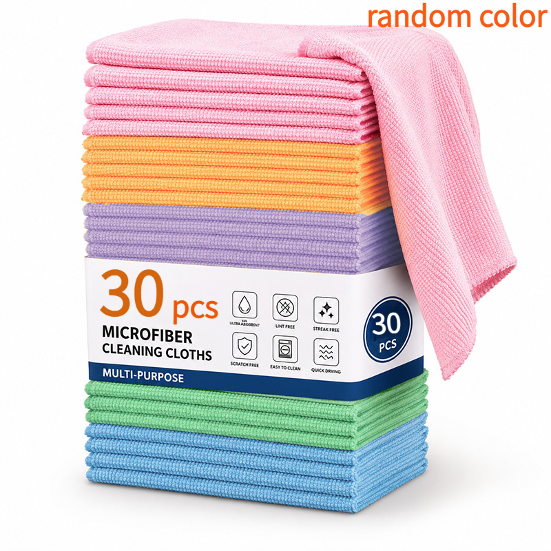 TEMU 30pcs Random Color Kitchen Cleaning Cloths, Absorbent Cleaning Cloths, Reusable Cleaning Cloths, Absorbent And Rags, Suitable For Household
