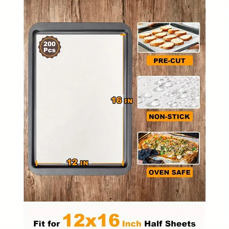 200pcs 12x16 inch non stick precut baking sheets air fryer steaming bread cupcakes versatile baking aid nonstick design material baking liners kitchen hobbyists Product details 2