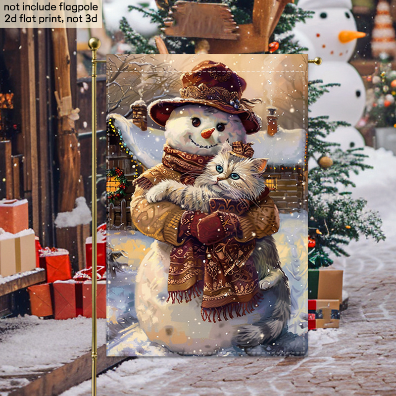 TEMU 2d Flat, 1pc 2d Flat Double-sided Garden Decoration Flag Snowman Double Sided Garden Flag For Decor, Holiday Decorations, Christmas Decorations,