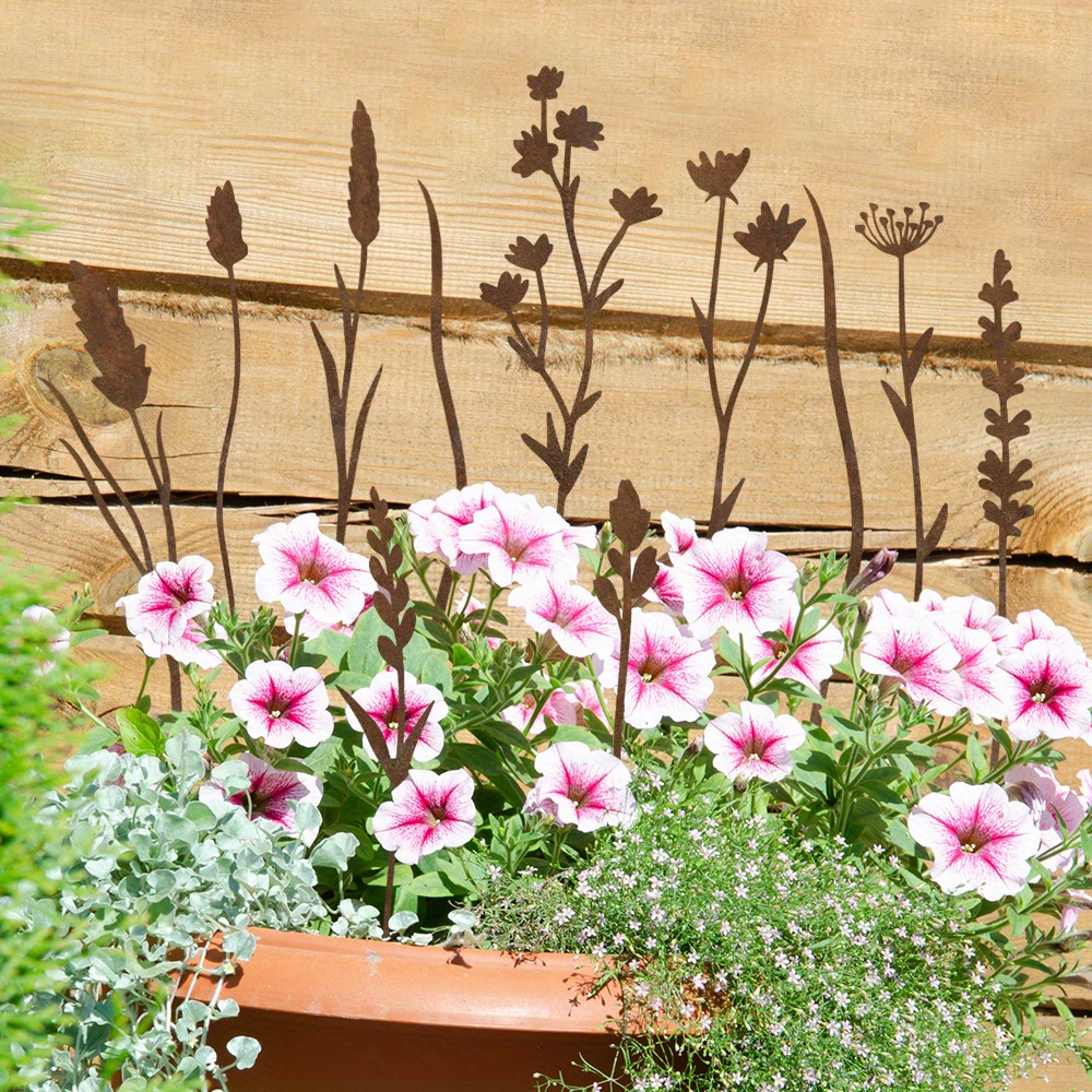 Toddmomy Piquets Décoratifs Vintage En Métal Forme Fleur Pour Jardin Et Extérieur