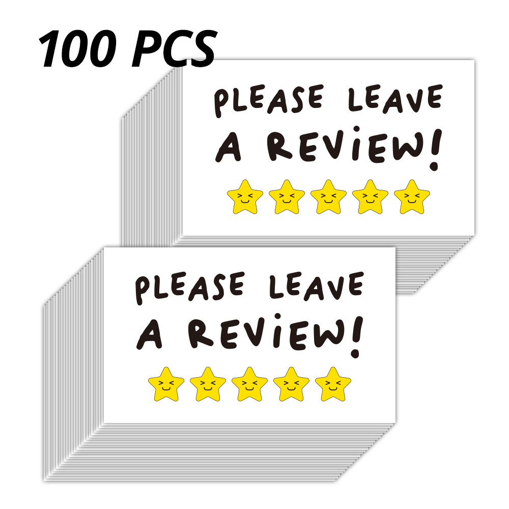 Image of 50/100pcs Customer Thank You Cards, Mini Business Thank You Notes, With "please Leave A Review" Message, English Text, For Small Businesses, Individual Shops, Online Stores