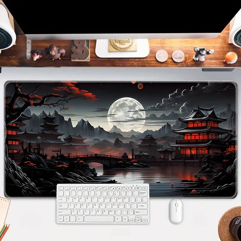 

Xl Japanese Desk Mat - & Workstation Pad, Non-slip Rubber Base, , Full-desk Coverage For Keyboard And Mouse, Waterproof Polyester, In , Laptop Support, Playmat