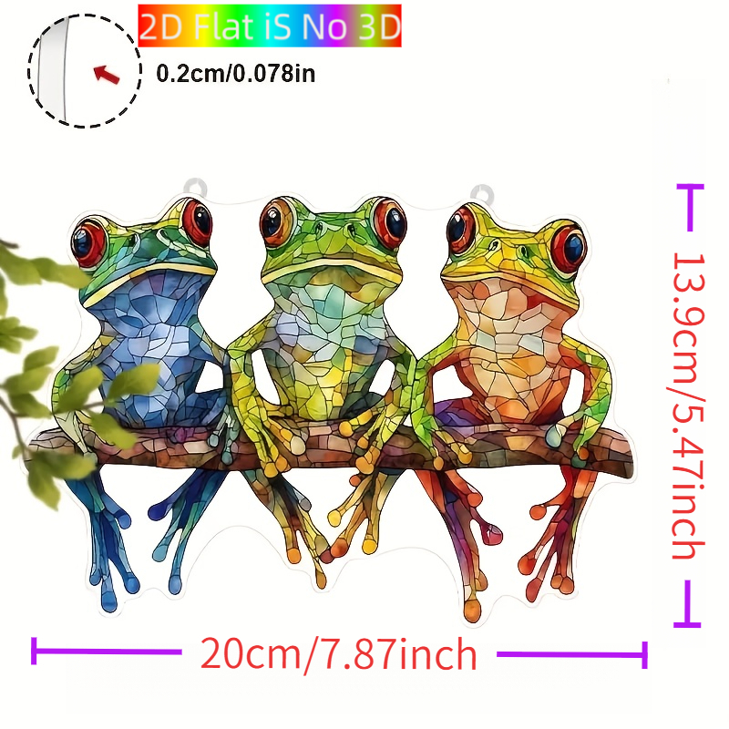 TEMU 2d Flat, Frog Catching Sunlight, Colorful Window Hanging, Holiday Decor, Country Room Decor, Window Wall Room Bedroom Home Garden Indoor Decor,