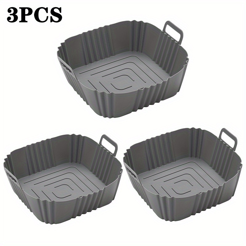 Image of Set Of 3 Silicone Air Fryer Baskets, Multifunctional Food-grade Additions For Ovens And Air Fryers