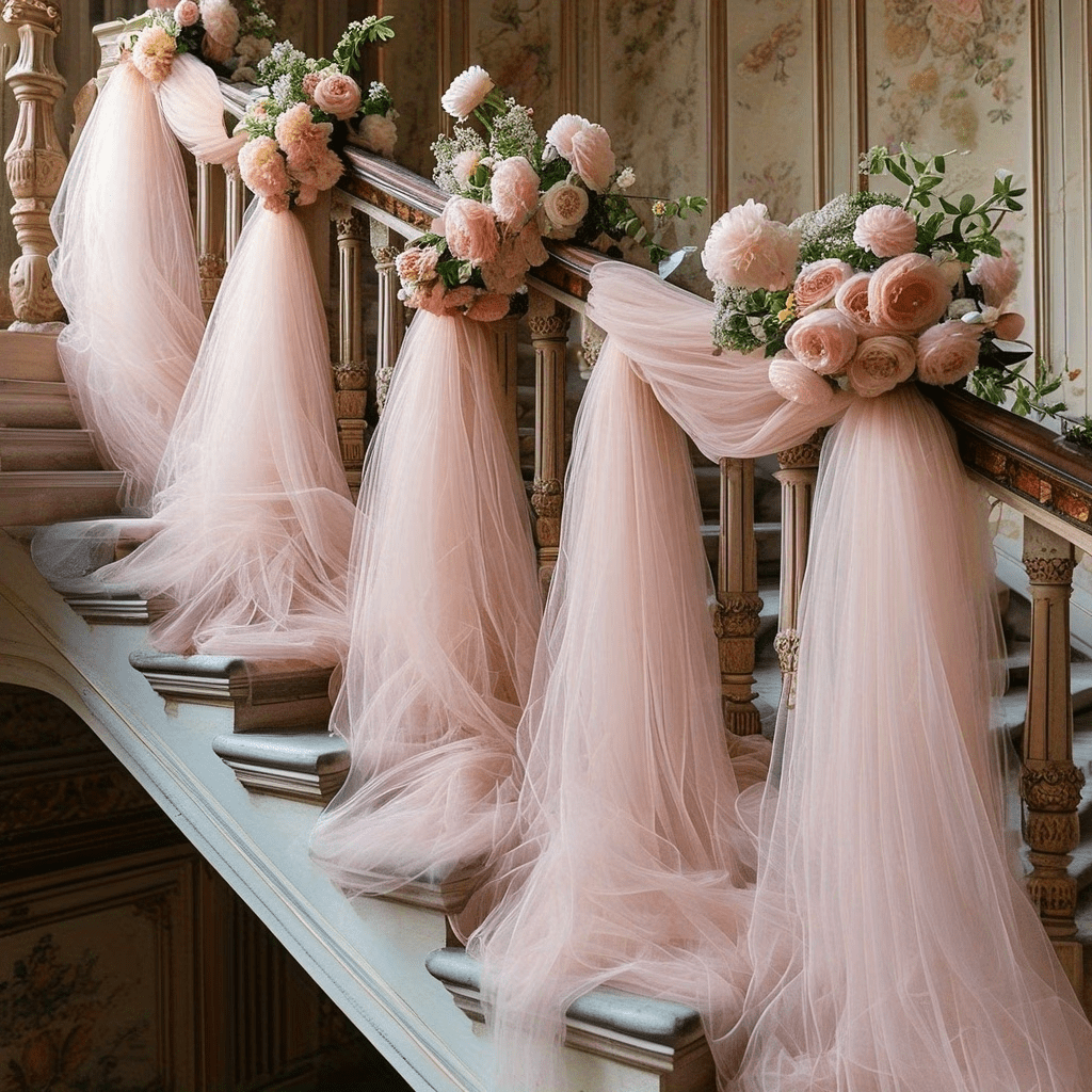 TEMU 6pcs Set Of Princess-style Valentine's Day Decorative Tulle, Garden Entrance Arch Decoration Tulle, Wedding Aisle And Decoration Tulle, Lawn