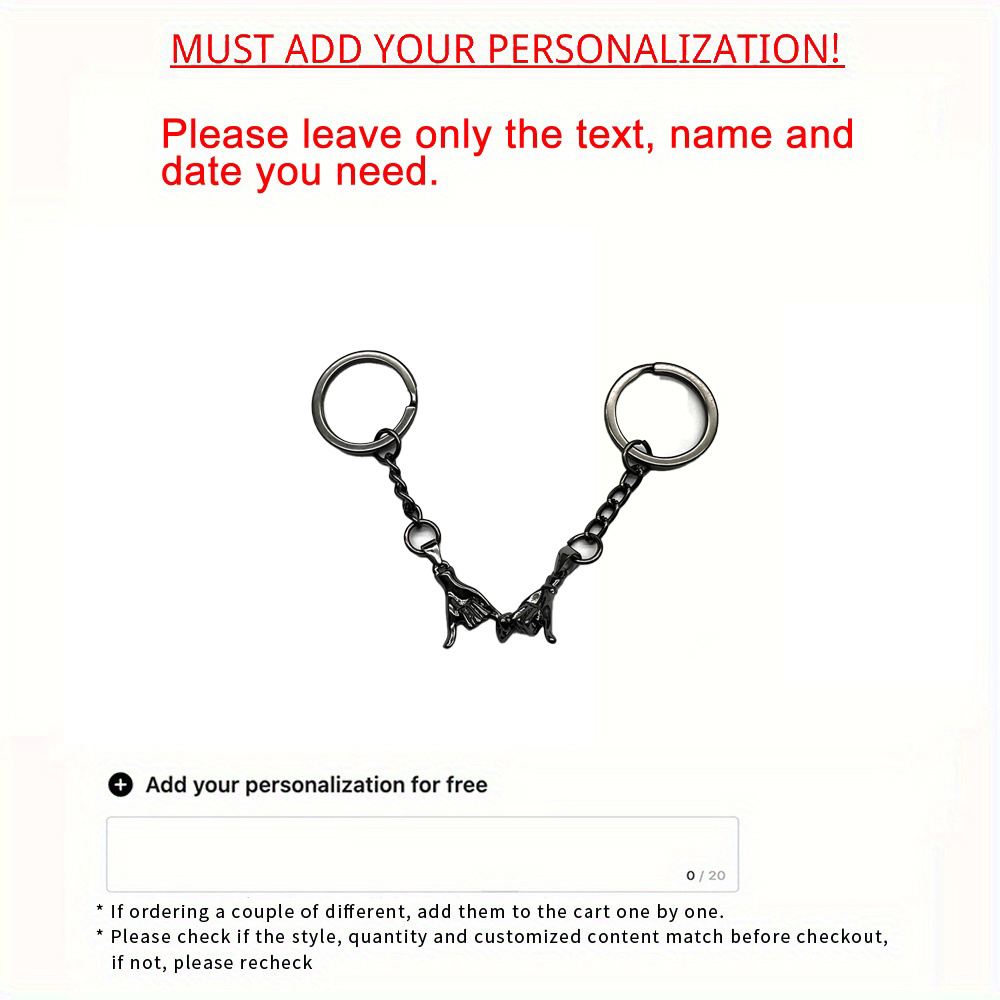 TEMU [custom] 1set/2pcs Personalized Laser Engraved Chains Couple Key Chains, Friend Key Chains Wedding Gifts, Valentine's Day Gifts, Anniversary