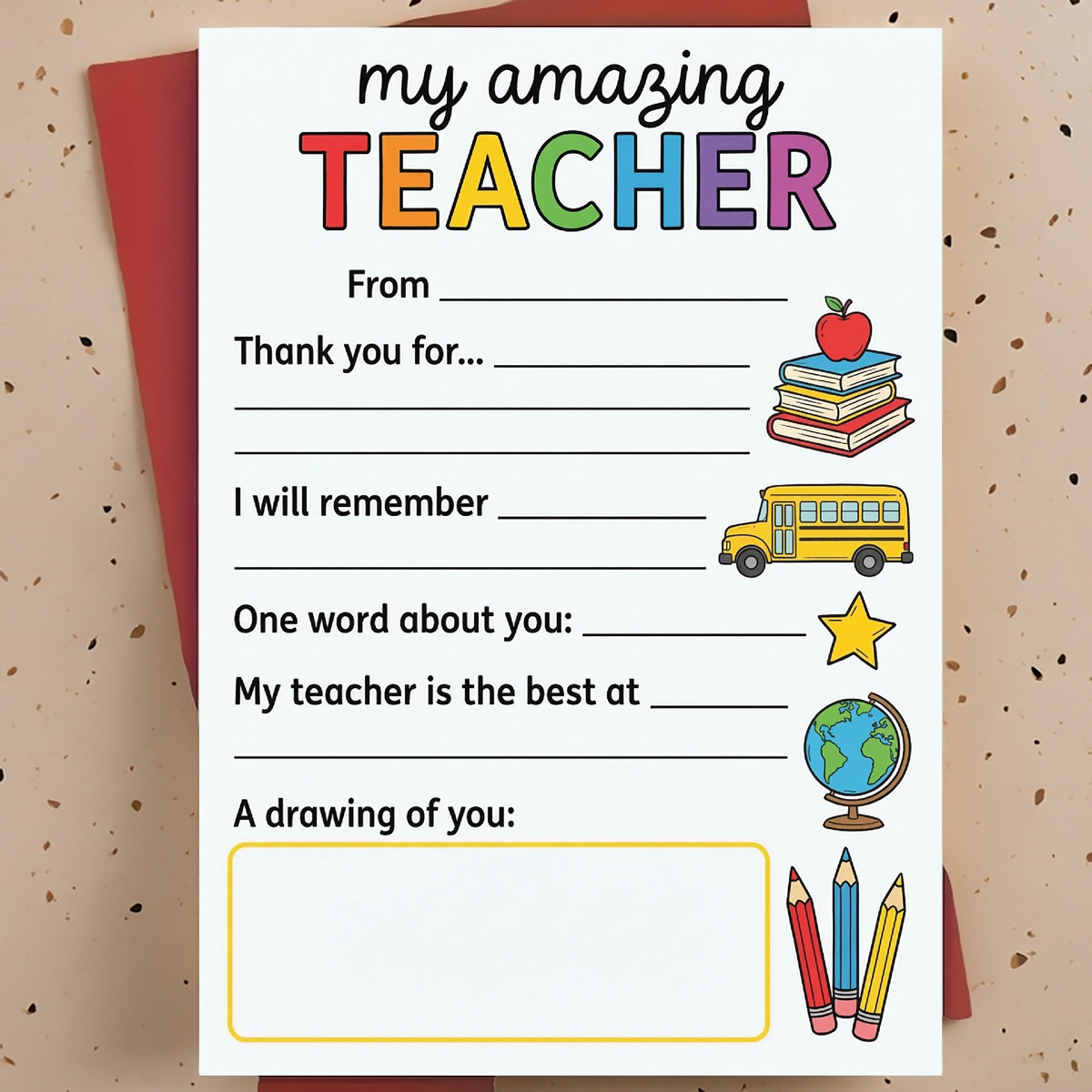 creative teacher appreciation card for teachers cartoon theme with envelope greeting card fun and   for end of year gifts or special occasions teacher appreciation gifts