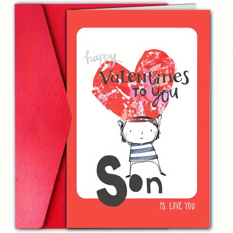 

1pc "valentine's Day Greeting Card For Son" With Envelope - Heart & , Boyfriend/girlfriend, Husband, Wife - Ideal Romantic Surprise, 12cm*18cm