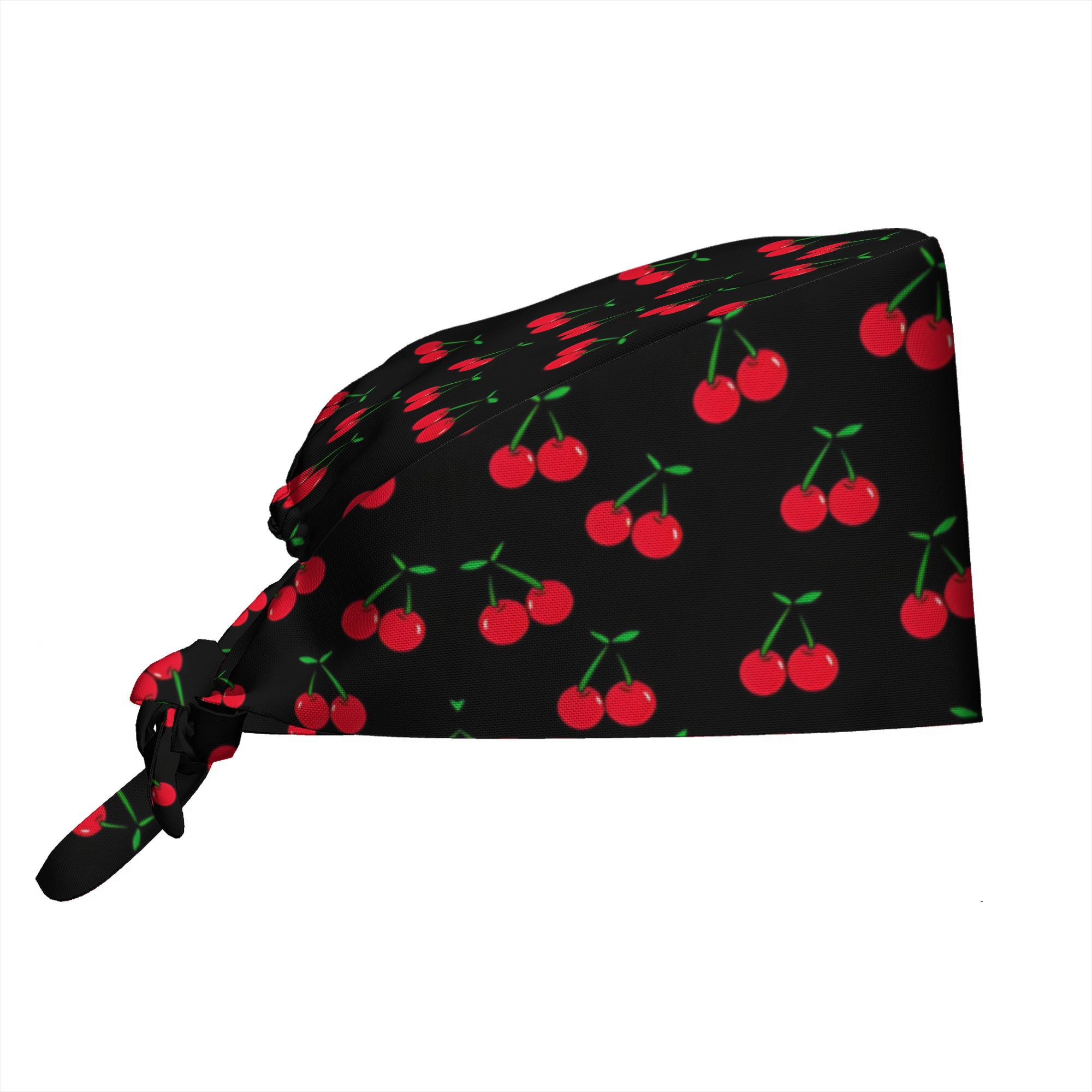 TEMU 1pc Cherry Printed, Men's And Women's Chef And Nurse Work Hats, Vintage And Sweet Illustration Art, Symbolizing Vitality And Charm, Festive