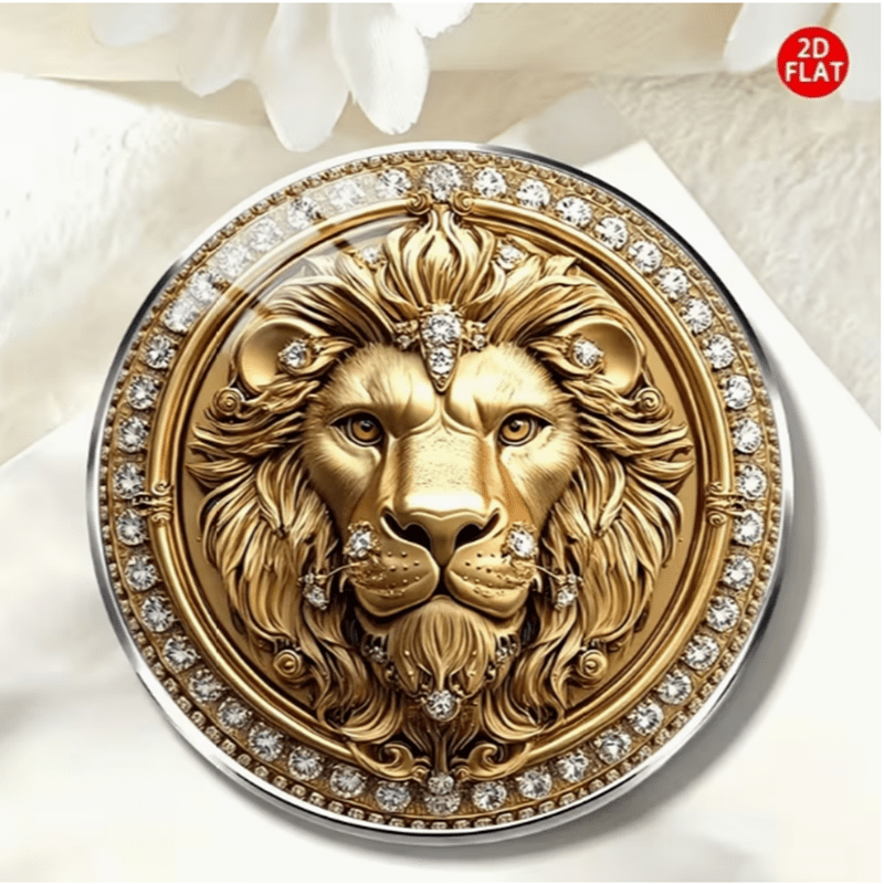 TEMU Broche Lion Doré Style Plat 2D, Badge en Acier Inoxydable, Pin à Revers, Idéal pour Sacs à Dos, Vêtements, Chaussures et Décoration de Chapeaux,