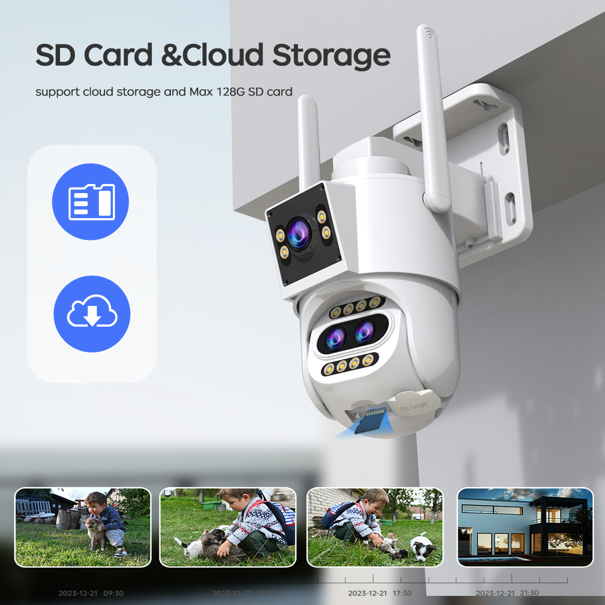 Full HD Wifi apsaugos kamera, 10X optinis priartinimas, PTZ su 3 objektyvais, IPX6, valdymas programėle, spalvotas naktinis matymas, dvipusis garsas, judesio aptikimas ir automatinis sekimas, namų apsaugos garso signalas, nuotolinis stebėjimas / išmanioji apsaugos įranga