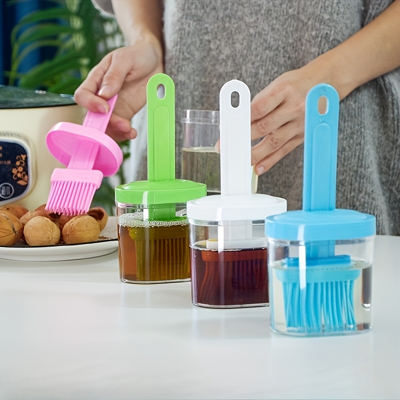 Juego de 2 Piezas: Botella de Aceite y Cepillo - Cepillo de Cocina Resistente a Altas Temperaturas para Hornear, Uso Doméstico y Aceite Consumible con Botella y Cepillo