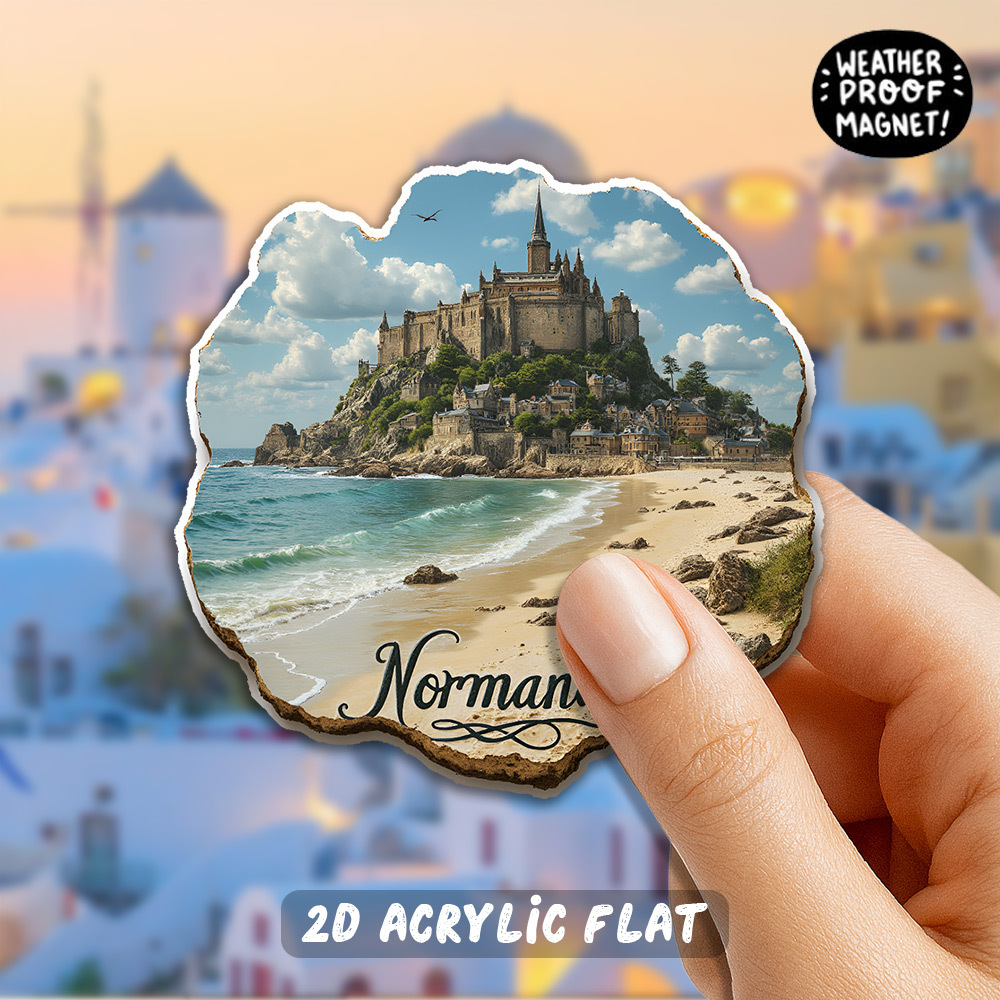 TEMU Magnete da frigorifero piatto 2D, singolo in acrilico, in - di Mont Saint- e sabbiose - Ottimo per appassionati di viaggi e - per vacanze,