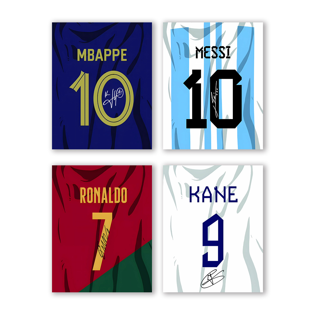 

4pcs Jersey Number Series Poster Wall Decoration Boy Bedroom, 8x10 Inch,