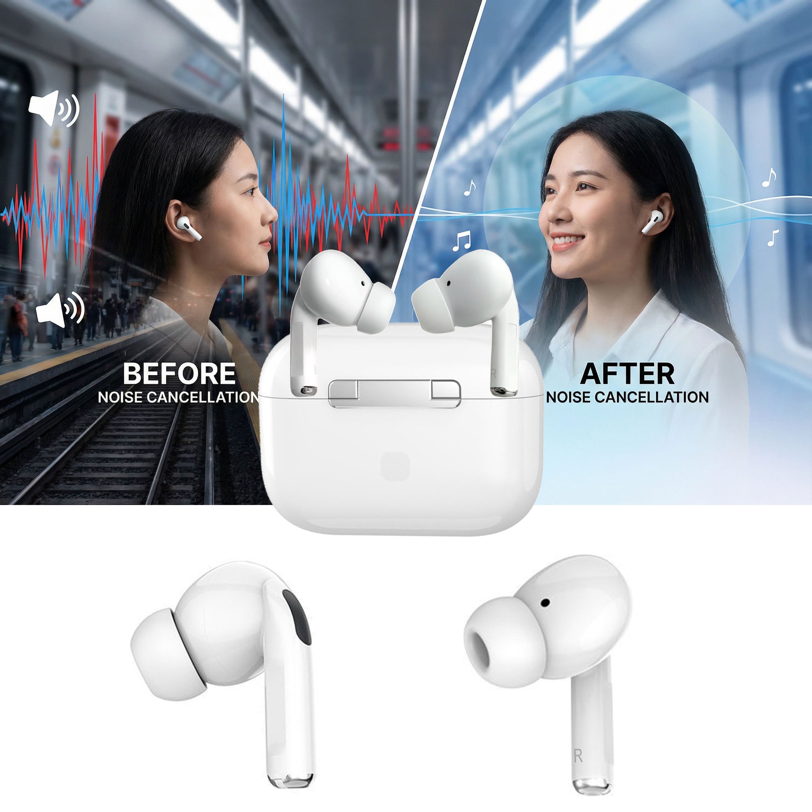 TEMU True Wireless Earbuds, Anc Wireless Earbuds Tws Earbuds, Christmas Gift Wireless In-ear Smart Earbuds With Microphone Charging Boxes, Suitable