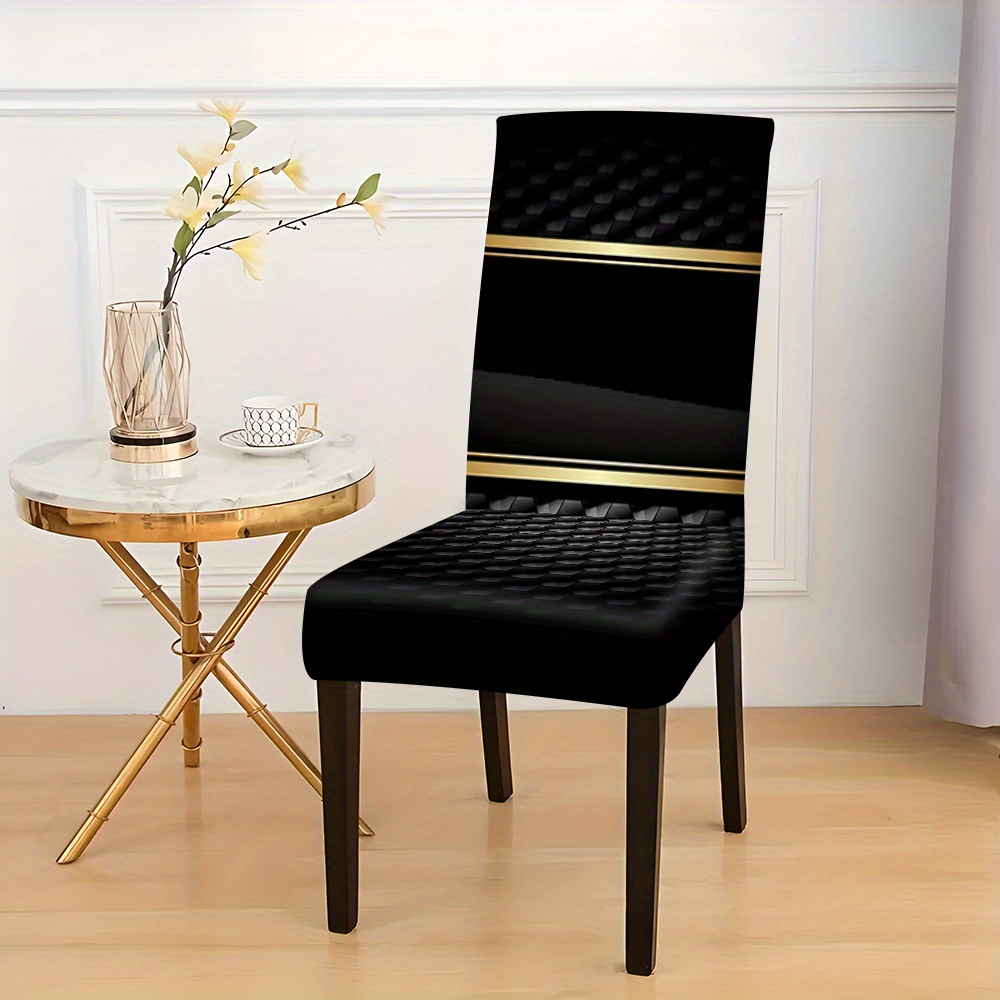 

A Set Of 2/4/6pcs Of Black Striped High-end Printed Chair Covers For Decoration, Chair Cushion Protectors, , Enhances The , Suitable For All And Decorations.